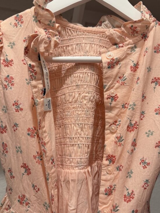 Janie and Jack Pink Smocked Floral Dress Size 6 Puff Sleeve 100% Cotton - Picture 8 of 9